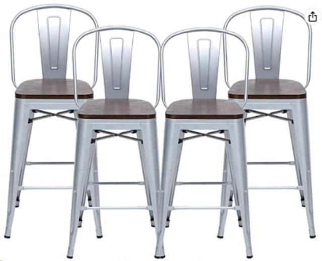 Rental store for Barstool, Gray - Wood Seat W Back in Fresno CA