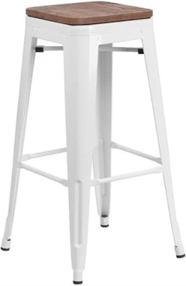 Rental store for Barstool, White Metal W Wood Seat in Fresno CA