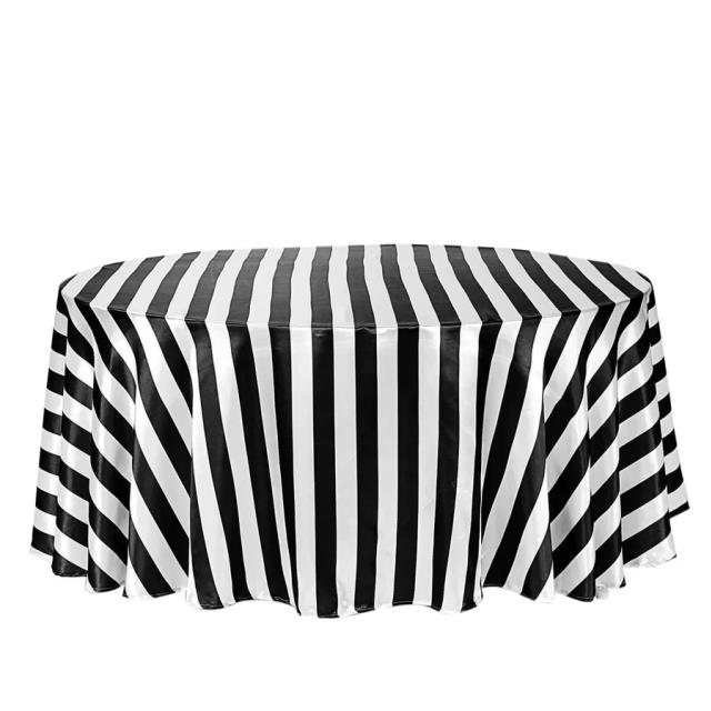 Rental store for Satin Stripe Black   White Linen in Fresno CA