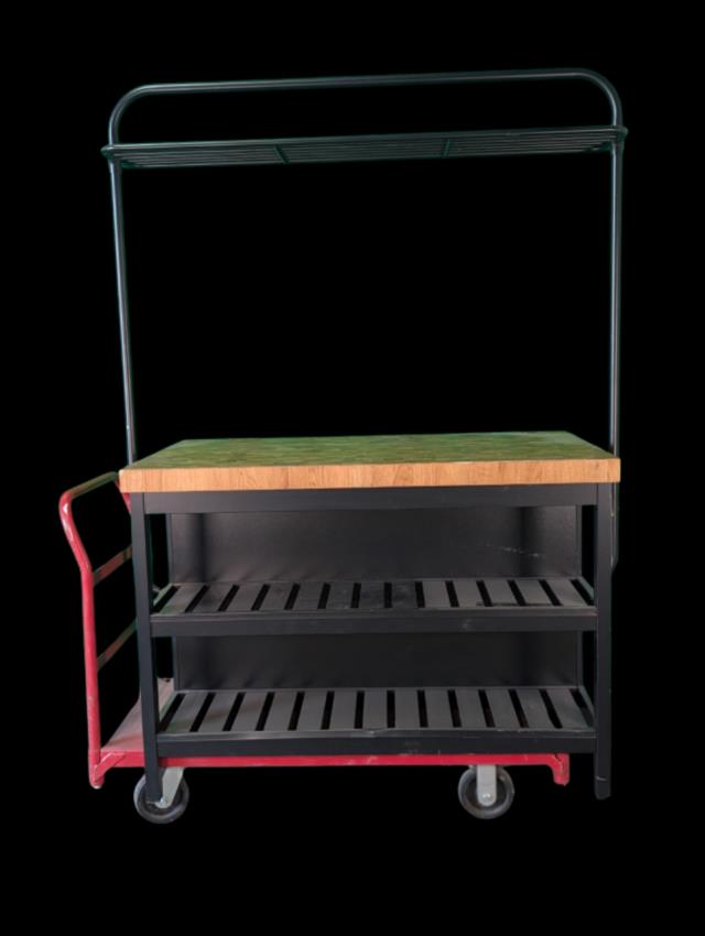 Rental store for Table, Butcher Block Island W Rack in Fresno CA