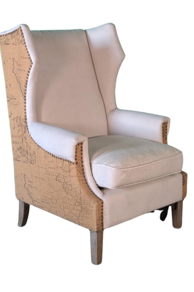 Where to find Chair, White Map Decoupage Wing-Back in Fresno