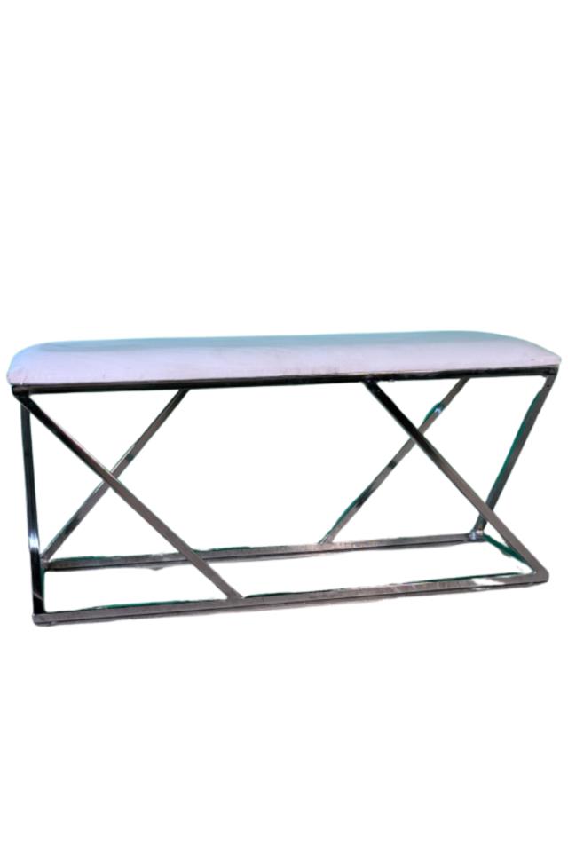 Where to find Bench, White Velour Chrome Frame in Fresno