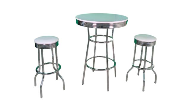 Rental store for White Chrome Round Cocktail Table Set in Fresno CA