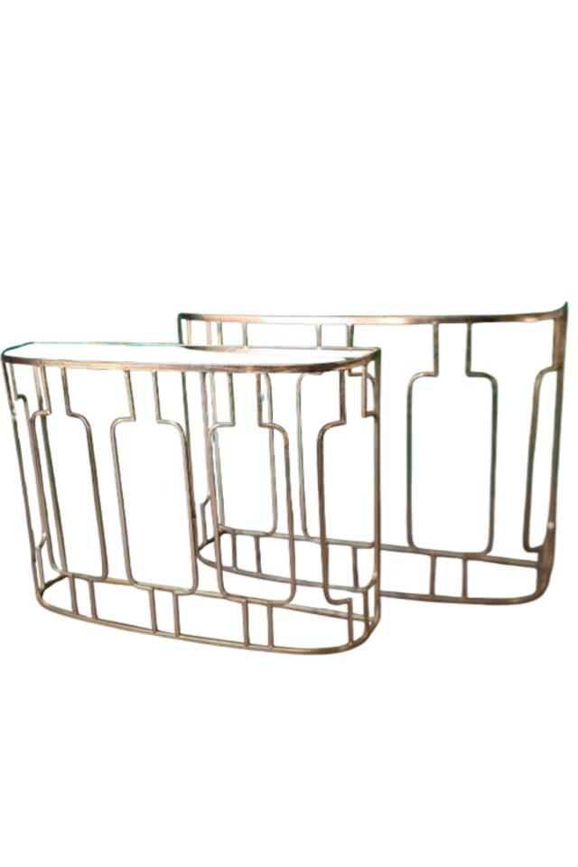 Where to find Table, Mirror Semi-Oval Gold Bar Console in Fresno