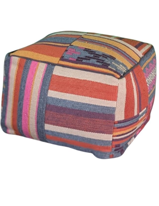 Where to find Ottoman, Multi-Colored Striped Cube Pouf in Fresno